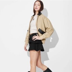 ❤️‍🔥BOGO FREE Wild fable black rayon smocked mini ruffle skirt set crop